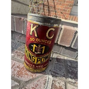 Vintage Tin KC Baking Powder 50 Ounces 7 1/2" RARE SIZE *Chicago